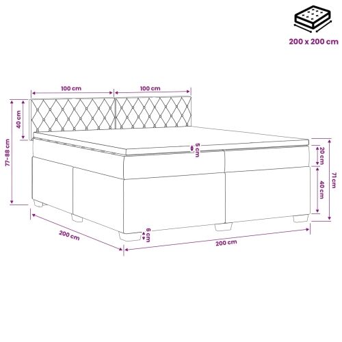Boxspring krevet s madracem Ružičasta 200 x 200 cm Baršun - Ružičasta 200 x 200 cm Kristal s dugmadima Cijena