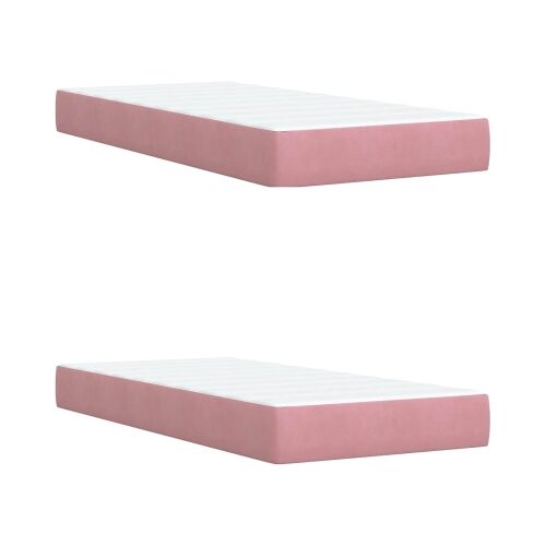 Boxspring krevet s madracem Ružičasta 200 x 200 cm Baršun - Ružičasta 200 x 200 cm Kristal s dugmadima Cijena