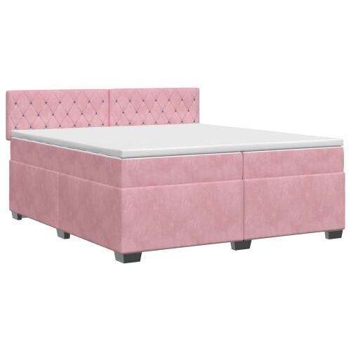 Boxspring krevet s madracem Ružičasta 200 x 200 cm Baršun - Ružičasta 200 x 200 cm Kristal s dugmadima Cijena