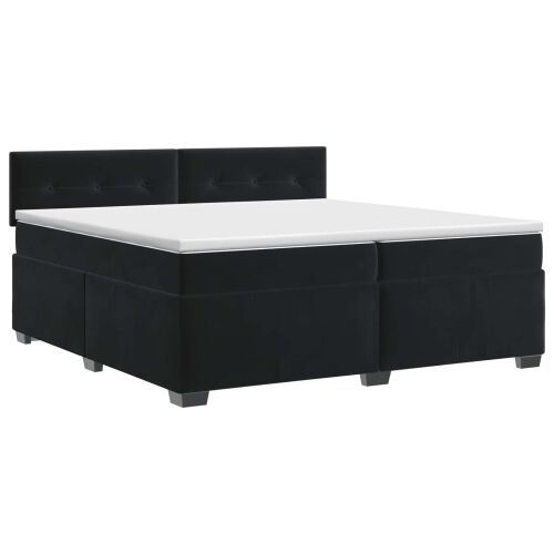 Boxspring krevet s madracem Crna 200 x 200 cm Baršun - Crna 200 x 200 cm Prošiveno gumbima Cijena