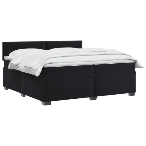 Boxspring krevet s madracem Crna 200 x 200 cm Baršun - Crna 200 x 200 cm Prošiveno gumbima Cijena