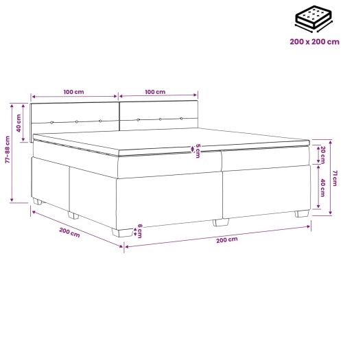Boxspring krevet s madracem Crna 200 x 200 cm Baršun - Crna 200 x 200 cm Prošiveno gumbima Cijena
