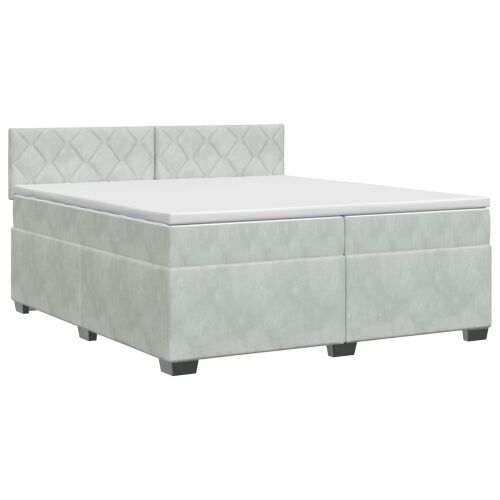 Boxspring krevet s madracem Svjetlosiva 200 x 200 cm Baršun - Svjetlosiva 200 x 200 cm Dizajn s rombovima Cijena
