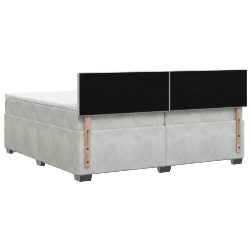 Boxspring krevet s madracem Svjetlosiva 200 x 200 cm Baršun - Svjetlosiva 200 x 200 cm Dizajn s rombovima Cijena