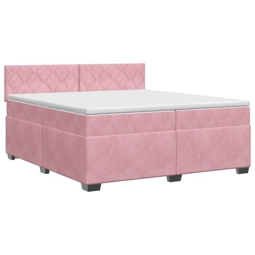 Boxspring krevet s madracem Ružičasta 200 x 200 cm Baršun - Ružičasta 200 x 200 cm Dizajn s rombovima Cijena