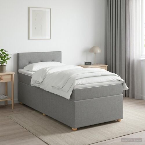 Boxspring krevet s madracem Svjetlosiva 80 x 200 cm Tkanina - Svjetlosiva 80 x 200 cm Prošiveno gumbima Cijena