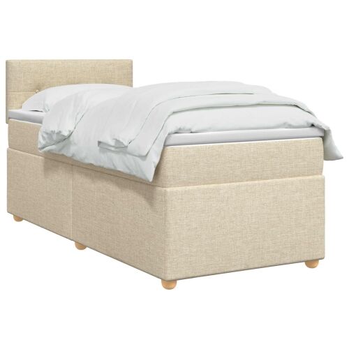 Boxspring krevet s madracem Krem 80 x 200 cm Tkanina - Krem 80 x 200 cm Prošiveno gumbima Cijena