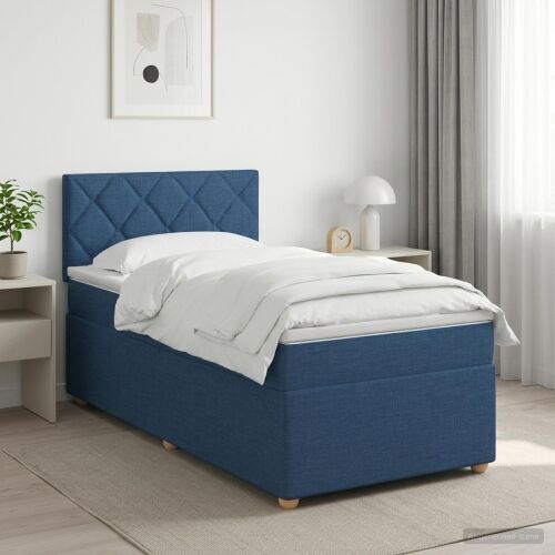 Boxspring krevet s madracem Plava 80 x 200 cm Tkanina - Plava 80 x 200 cm Dizajn s rombovima Cijena