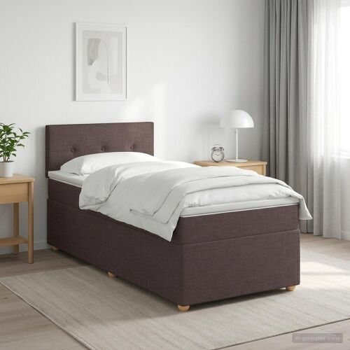 Boxspring krevet s madracem Tamno smeđa 90 x 190 cm Tkanina - Tamno smeđa 90 x 190 cm Prošiveno gumbima Cijena