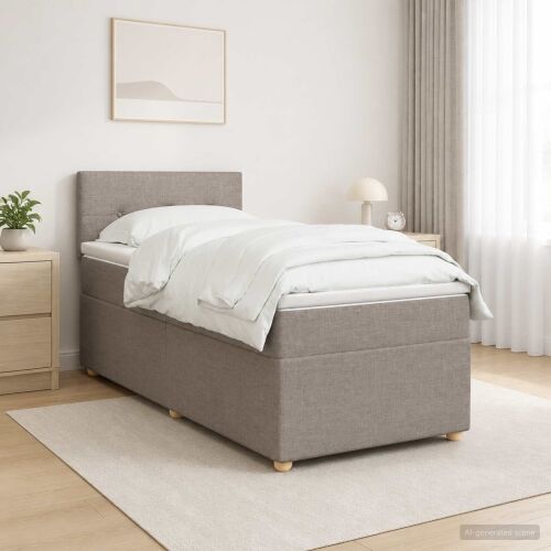 Boxspring krevet s madracem Sivosmeđa 90 x 190 cm Tkanina - Sivosmeđa 90 x 190 cm Prošiveno gumbima Cijena