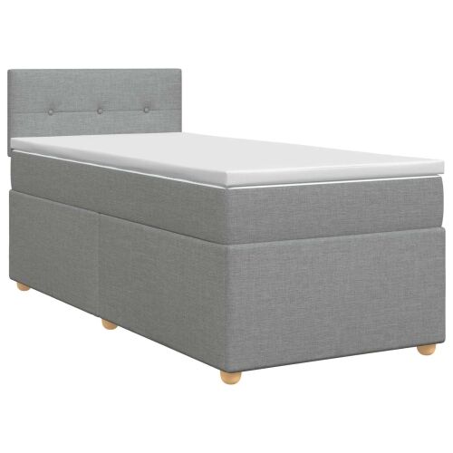 Boxspring krevet s madracem Svjetlosiva 100 x 200 cm Tkanina - Svjetlosiva 100 x 200 cm Prošiveno gumbima Cijena