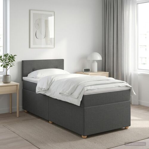 Boxspring krevet s madracem Tamnosiva 100 x 200 cm Tkanina - Tamnosiva 100 x 200 cm Prošiveno gumbima Cijena