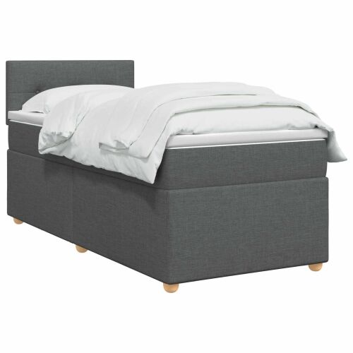 Boxspring krevet s madracem Tamnosiva 100 x 200 cm Tkanina - Tamnosiva 100 x 200 cm Prošiveno gumbima Cijena
