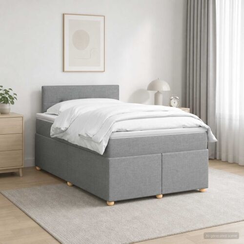 Boxspring krevet s madracem Svjetlosiva 120 x 190 cm Tkanina - Svjetlosiva 120 x 190 cm Prošiveno gumbima Cijena