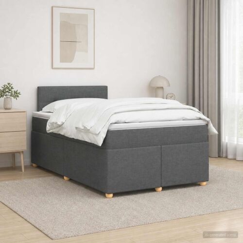 Boxspring krevet s madracem Tamnosiva 120 x 200 cm Tkanina - Tamnosiva 120 x 200 cm Prošiveno gumbima Cijena