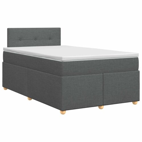 Boxspring krevet s madracem Tamnosiva 120 x 200 cm Tkanina - Tamnosiva 120 x 200 cm Prošiveno gumbima Cijena