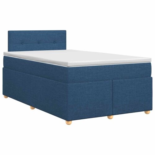 Boxspring krevet s madracem Plava 120 x 200 cm Tkanina - Plava 120 x 200 cm Prošiveno gumbima Cijena