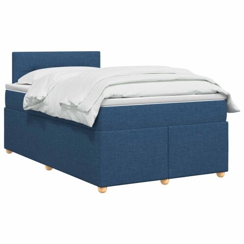 Boxspring krevet s madracem Plava 120 x 200 cm Tkanina - Plava 120 x 200 cm Prošiveno gumbima Cijena