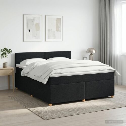 Boxspring krevet s madracem Crna 140 x 200 cm Tkanina - Crna 140 x 200 cm Prošiveno gumbima Cijena