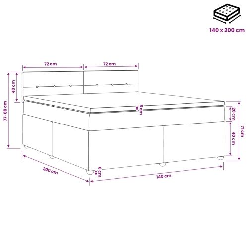 Boxspring krevet s madracem Crna 140 x 200 cm Tkanina - Crna 140 x 200 cm Prošiveno gumbima Cijena