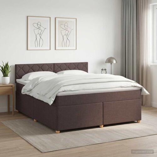 Boxspring krevet s madracem Tamno smeđa 160 x 200 cm Tkanina - Tamno smeđa 160 x 200 cm Dizajn s rombovima Cijena