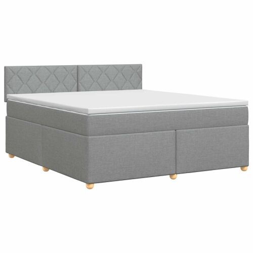 Boxspring krevet s madracem Svjetlosiva 180 x 200 cm Tkanina - Svjetlosiva 180 x 200 cm Dizajn s rombovima Cijena