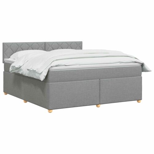 Boxspring krevet s madracem Svjetlosiva 180 x 200 cm Tkanina - Svjetlosiva 180 x 200 cm Dizajn s rombovima Cijena
