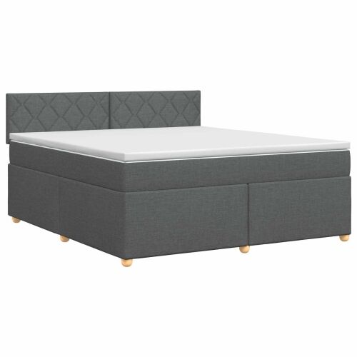 Boxspring krevet s madracem Tamnosiva 180 x 200 cm Tkanina - Tamnosiva 180 x 200 cm Dizajn s rombovima Cijena