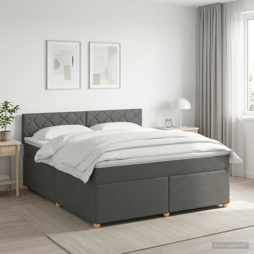 Boxspring krevet s madracem Tamnosiva 180 x 200 cm Tkanina - Tamnosiva 180 x 200 cm Dizajn s rombovima Cijena