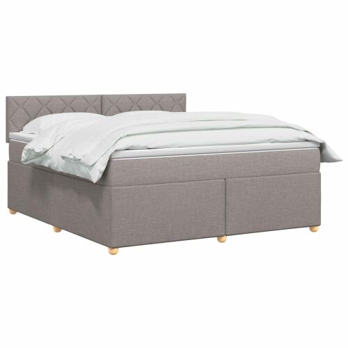 Boxspring krevet s madracem Sivosmeđa 180 x 200 cm Tkanina - Sivosmeđa 180 x 200 cm Dizajn s rombovima Cijena