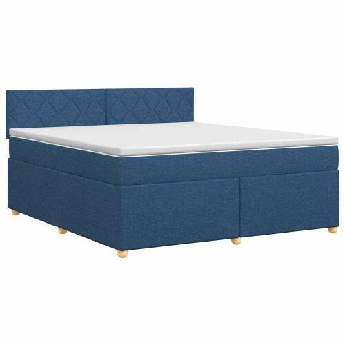 Boxspring krevet s madracem Plava 180 x 200 cm Tkanina - Plava 180 x 200 cm Dizajn s rombovima Cijena