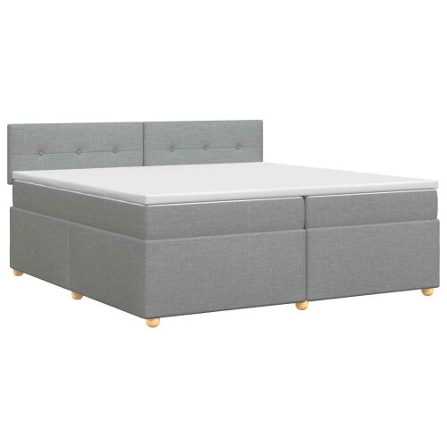 Boxspring krevet s madracem Svjetlosiva 200 x 200 cm Tkanina - Svjetlosiva 200 x 200 cm Prošiveno gumbima Cijena