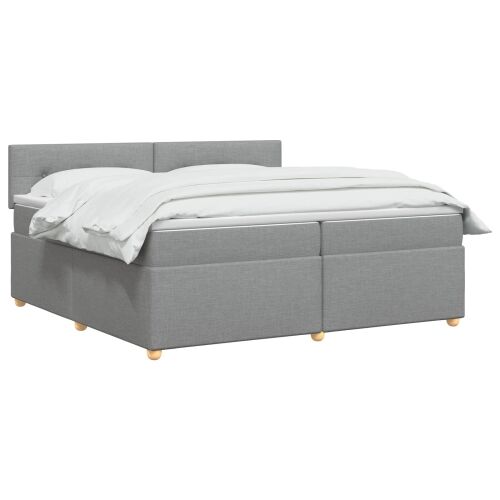 Boxspring krevet s madracem Svjetlosiva 200 x 200 cm Tkanina - Svjetlosiva 200 x 200 cm Prošiveno gumbima Cijena