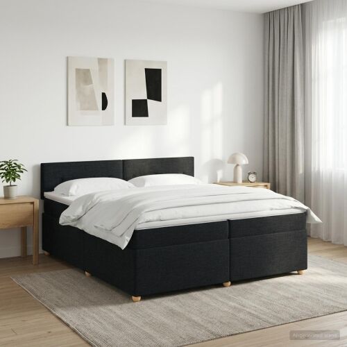 Boxspring krevet s madracem Crna 200 x 200 cm Tkanina - Crna 200 x 200 cm Prošiveno gumbima Cijena