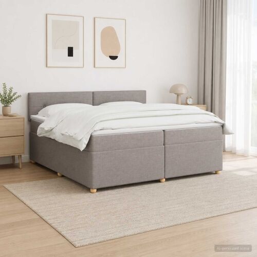 Boxspring krevet s madracem Sivosmeđa 200 x 200 cm Tkanina - Sivosmeđa 200 x 200 cm Prošiveno gumbima Cijena