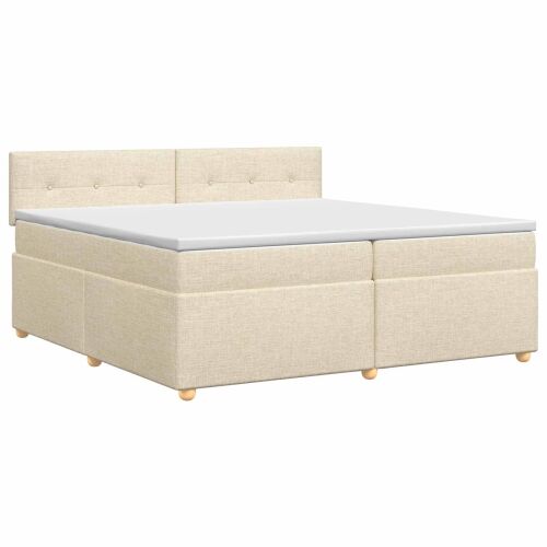 Boxspring krevet s madracem Krem 200 x 200 cm Tkanina - Krem 200 x 200 cm Prošiveno gumbima Cijena
