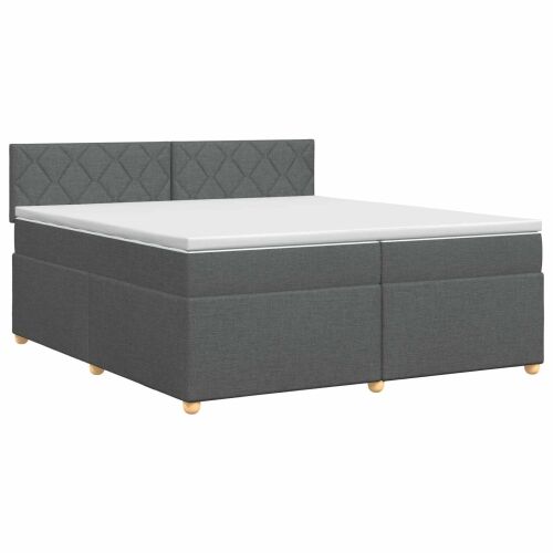 Boxspring krevet s madracem Tamnosiva 200 x 200 cm Tkanina - Tamnosiva 200 x 200 cm Dizajn s rombovima Cijena