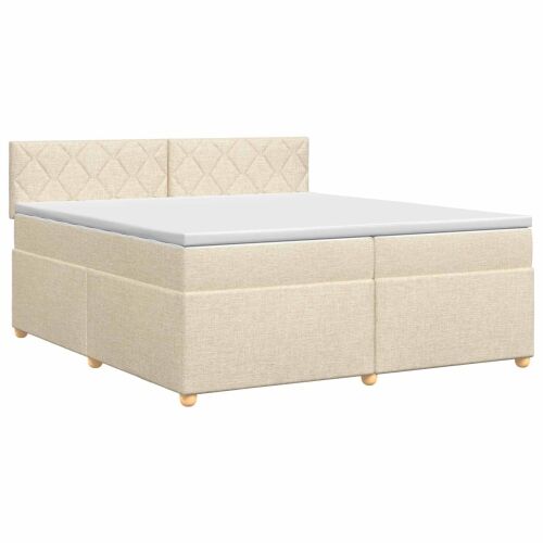 Boxspring krevet s madracem Krem 200 x 200 cm Tkanina - Krem 200 x 200 cm Dizajn s rombovima Cijena