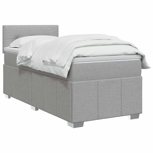 Boxspring krevet s madracem Svjetlosiva 80 x 200 cm Tkanina - Svjetlosiva 80 x 200 cm Prošiveno gumbima Cijena