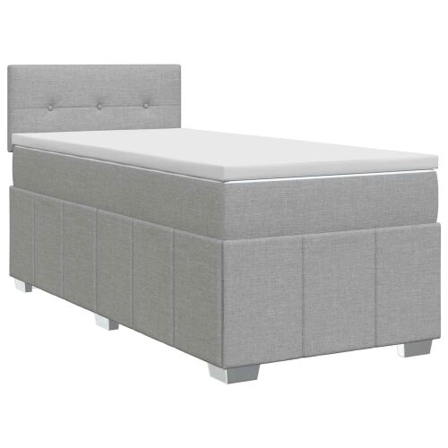Boxspring krevet s madracem Svjetlosiva 80 x 200 cm Tkanina - Svjetlosiva 80 x 200 cm Prošiveno gumbima Cijena