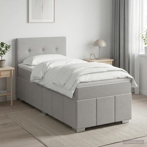 Boxspring krevet s madracem Svjetlosiva 80 x 200 cm Tkanina - Svjetlosiva 80 x 200 cm Prošiveno gumbima Cijena