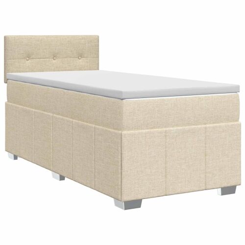 Boxspring krevet s madracem Krem 80 x 200 cm Tkanina - Krem 80 x 200 cm Prošiveno gumbima Cijena