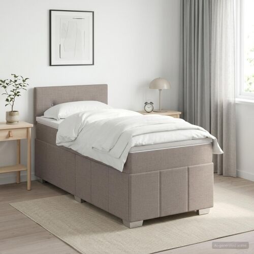 Boxspring krevet s madracem Sivosmeđa 90 x 200 cm Tkanina - Sivosmeđa 90 x 200 cm Prošiveno gumbima Cijena