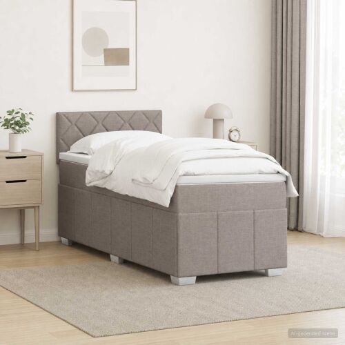 Boxspring krevet s madracem Sivosmeđa 90 x 200 cm Tkanina - Sivosmeđa 90 x 200 cm Dizajn s rombovima Cijena