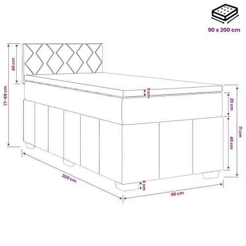 Boxspring krevet s madracem Sivosmeđa 90 x 200 cm Tkanina - Sivosmeđa 90 x 200 cm Dizajn s rombovima Cijena