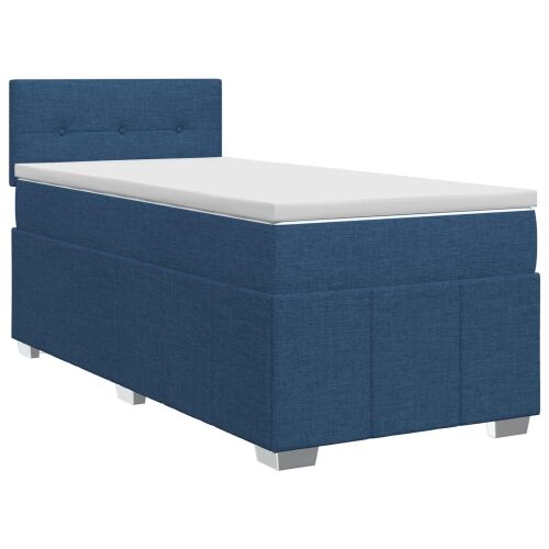 Boxspring krevet s madracem Plava 100 x 200 cm Tkanina - Plava 100 x 200 cm Prošiveno gumbima Cijena