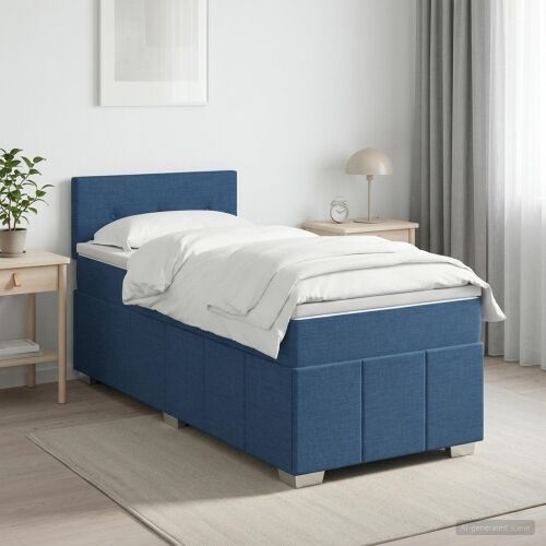 Boxspring krevet s madracem Plava 100 x 200 cm Tkanina - Plava 100 x 200 cm Prošiveno gumbima Cijena