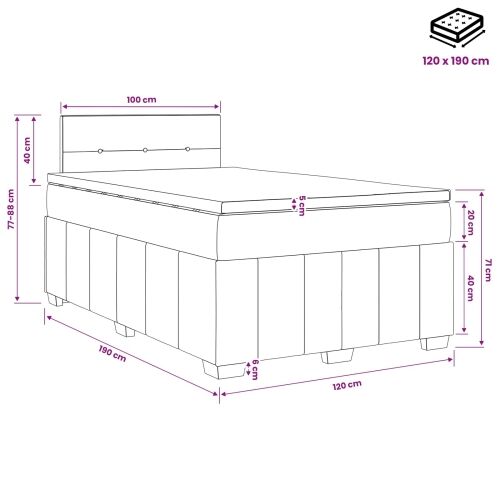 Boxspring krevet s madracem Tamnosiva 120 x 190 cm Tkanina - Tamnosiva 120 x 190 cm Prošiveno gumbima Cijena