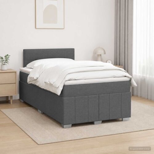 Boxspring krevet s madracem Tamnosiva 120 x 200 cm Tkanina - Tamnosiva 120 x 200 cm Prošiveno gumbima Cijena