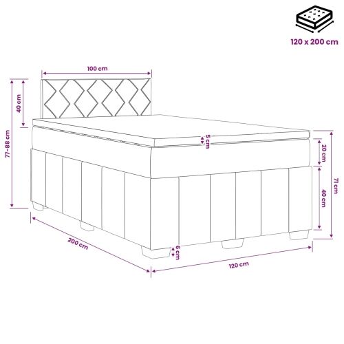 Boxspring krevet s madracem Krem 120 x 200 cm Tkanina - Krem 120 x 200 cm Dizajn s rombovima Cijena
